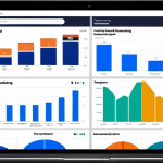 **A vibrant, interactive dashboard displaying real-time performance metrics for a diverse team collaborating remotely. The dashboard features customizable widgets and AI-powered insights, highlighting trends and areas for improvement. The scene emphasizes teamwork, data-driven decision-making, and accessibility from various devices.**