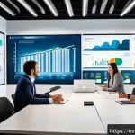 결과 중심 성과 관리와 직원 만족도 - A modern, bright office scene showing a diverse team of Spanish-speaking professionals engaged in a ...