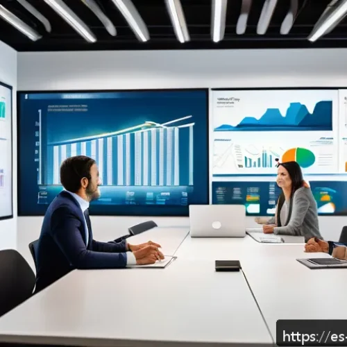 결과 중심 성과 관리와 직원 만족도 - A modern, bright office scene showing a diverse team of Spanish-speaking professionals engaged in a ...