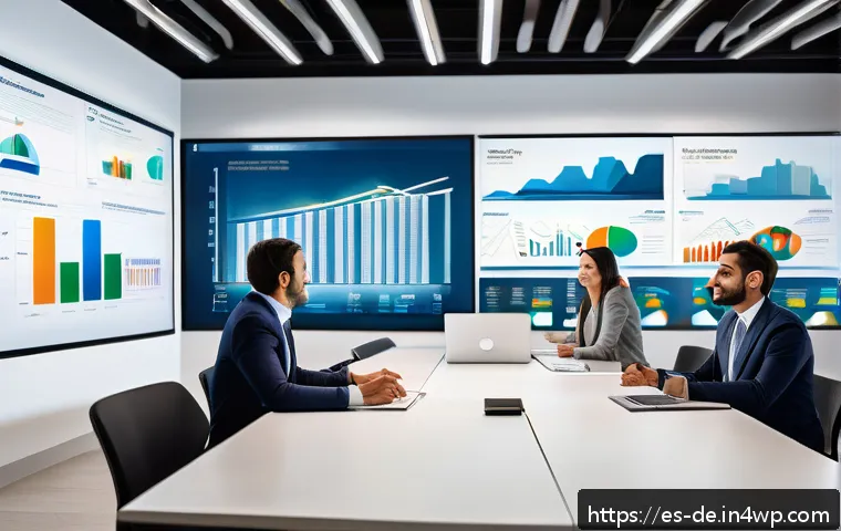 결과 중심 성과 관리와 직원 만족도 - A modern, bright office scene showing a diverse team of Spanish-speaking professionals engaged in a ...