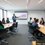 Home 23 결과 중심 성과 관리의 교육 및 훈련 프로그램 - A modern corporate training session in a bright, spacious office in Mexico City, featuring a diverse...
