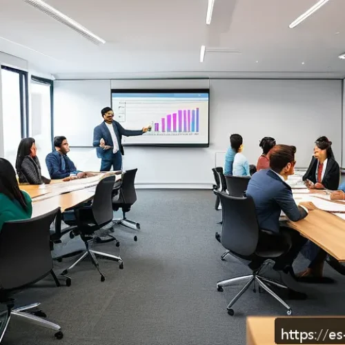 Home 17 결과 중심 성과 관리의 교육 및 훈련 프로그램 - A modern corporate training session in a bright, spacious office in Mexico City, featuring a diverse...