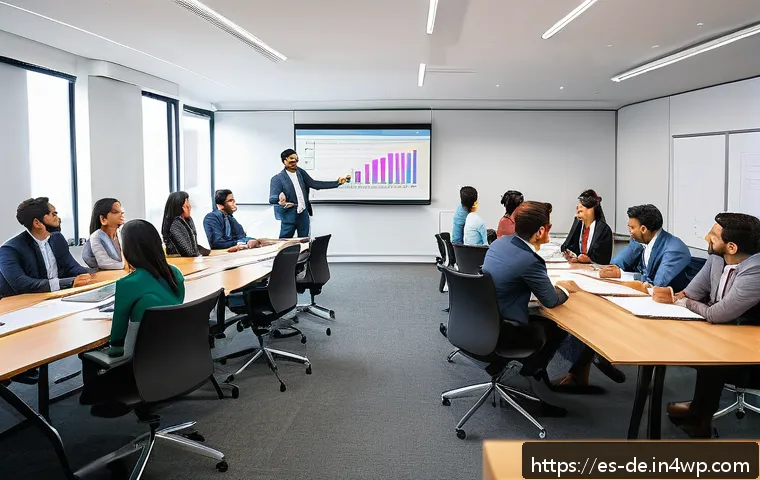 결과 중심 성과 관리의 교육 및 훈련 프로그램 - A modern corporate training session in a bright, spacious office in Mexico City, featuring a diverse...
